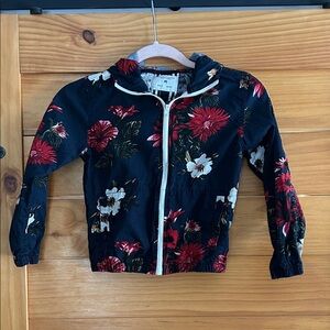 Denim & Flower Black Jacket with Red Floral Accents